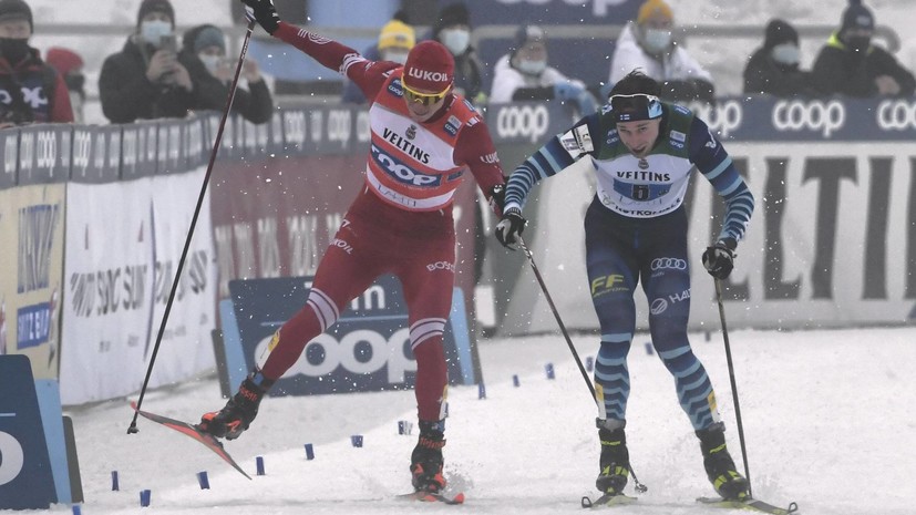Дисквалификация лидера Кубка мира: как финский лыжник спровоцировал Большунова на финише эстафеты в Лахти